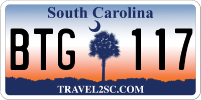 SC license plate BTG117