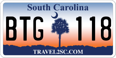 SC license plate BTG118