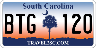 SC license plate BTG120