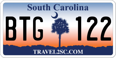 SC license plate BTG122