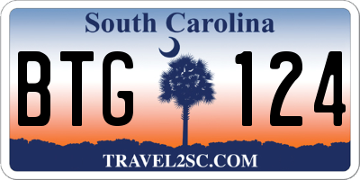 SC license plate BTG124
