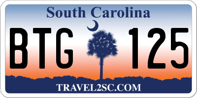 SC license plate BTG125