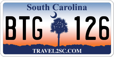 SC license plate BTG126