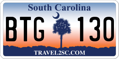 SC license plate BTG130