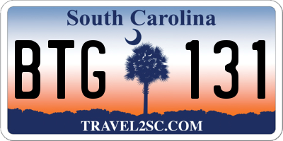 SC license plate BTG131