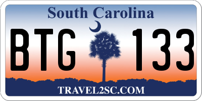SC license plate BTG133
