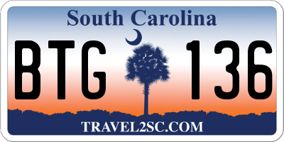 SC license plate BTG136