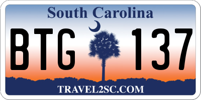 SC license plate BTG137