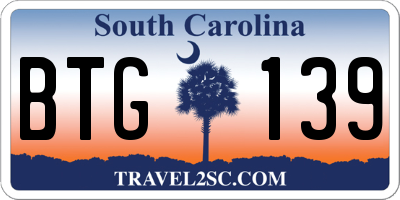 SC license plate BTG139