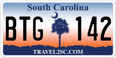 SC license plate BTG142