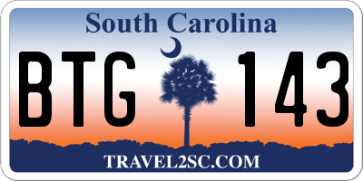 SC license plate BTG143