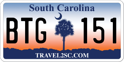 SC license plate BTG151
