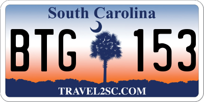 SC license plate BTG153