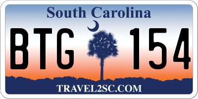 SC license plate BTG154