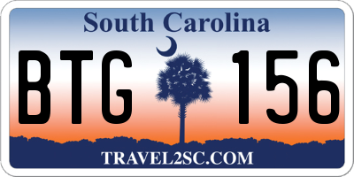 SC license plate BTG156