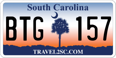 SC license plate BTG157