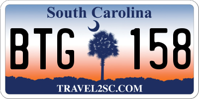 SC license plate BTG158