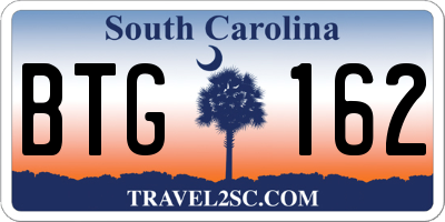 SC license plate BTG162