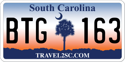 SC license plate BTG163