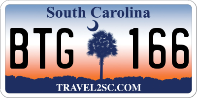 SC license plate BTG166
