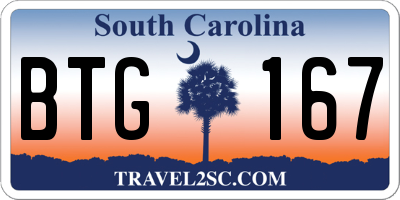 SC license plate BTG167