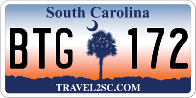 SC license plate BTG172