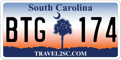 SC license plate BTG174