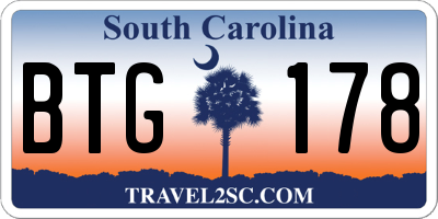 SC license plate BTG178