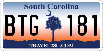SC license plate BTG181