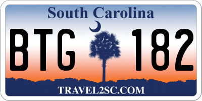 SC license plate BTG182