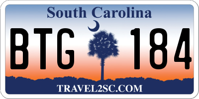 SC license plate BTG184