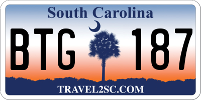 SC license plate BTG187