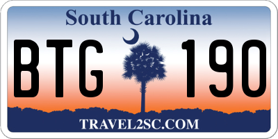 SC license plate BTG190