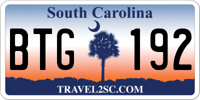 SC license plate BTG192