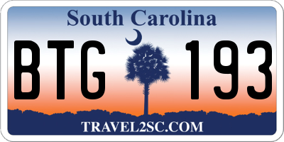 SC license plate BTG193