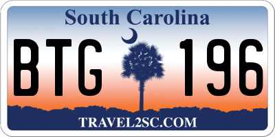 SC license plate BTG196