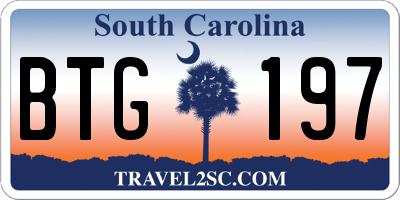 SC license plate BTG197