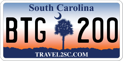 SC license plate BTG200