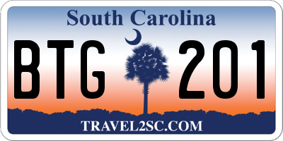 SC license plate BTG201