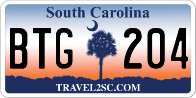 SC license plate BTG204