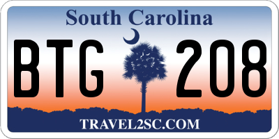 SC license plate BTG208