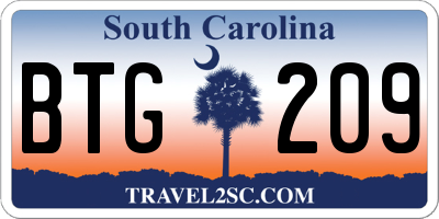 SC license plate BTG209
