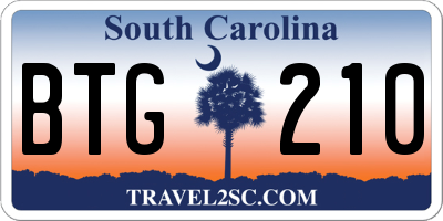 SC license plate BTG210
