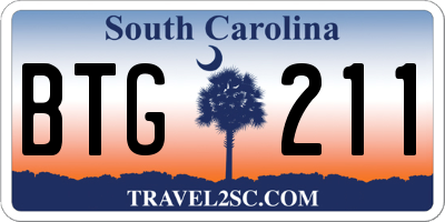 SC license plate BTG211