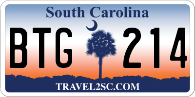 SC license plate BTG214