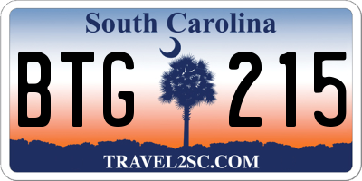 SC license plate BTG215