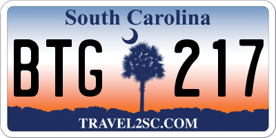 SC license plate BTG217