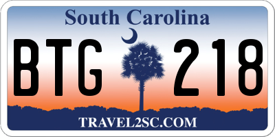 SC license plate BTG218