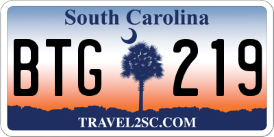 SC license plate BTG219