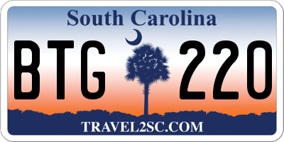 SC license plate BTG220